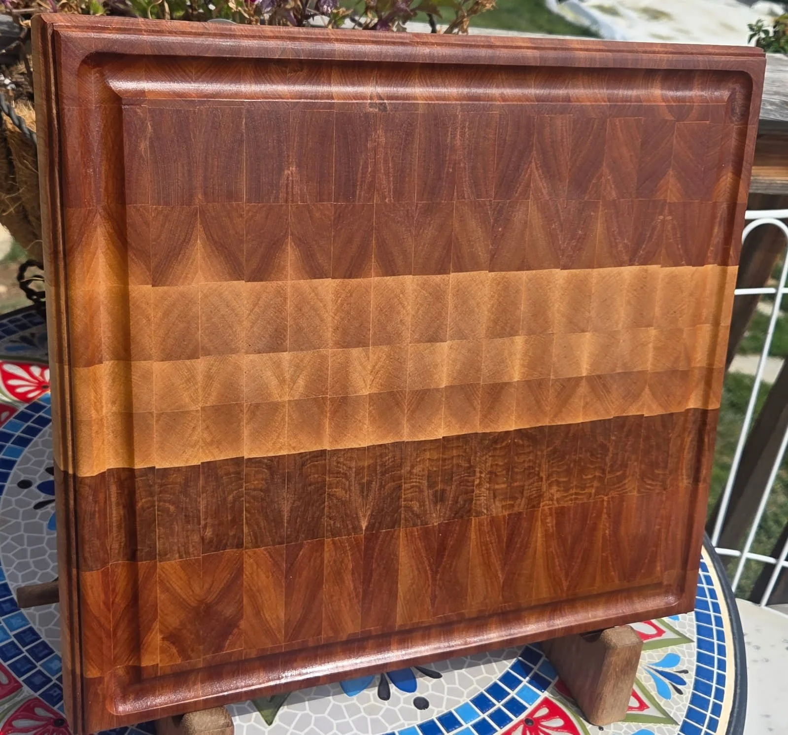 #25 River Pattern End Grain Birch Cutting Board