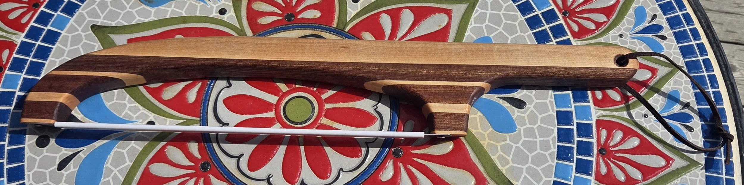 Sapele & Maple Bow Bread Knife - Right-Handed