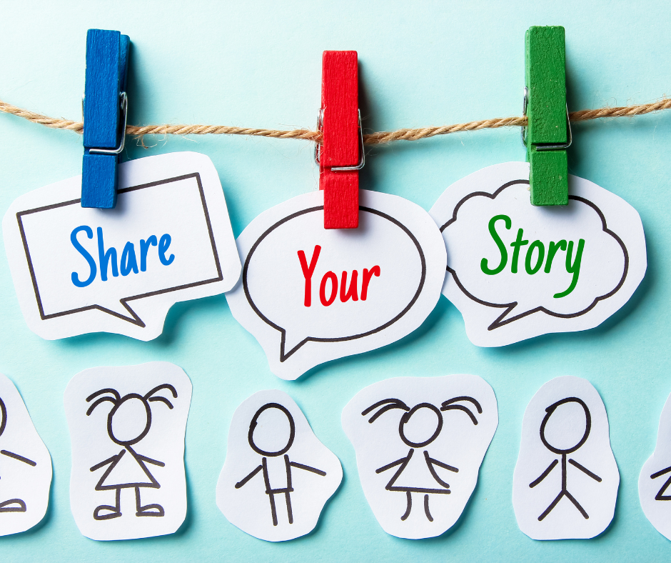 emotional expression graphic encouraging clients to share their story in therapy