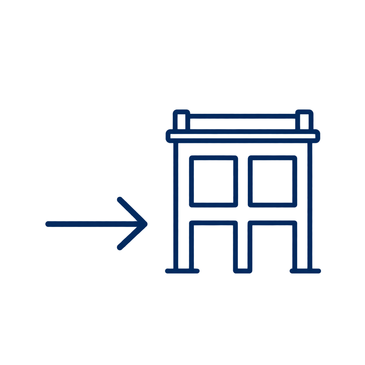 Commercial building with arrow designating a change of occupancy and use.