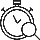 A stopwatch with a magnifying glass.