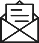 Outline of an open envelope with a letter inside