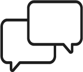 Two overlapping speech bubbles.