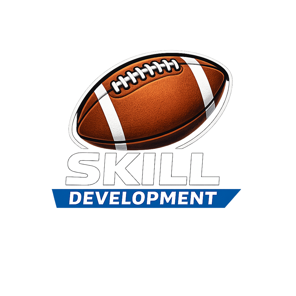 A logo with an American football and the words 'Skill Development'.
