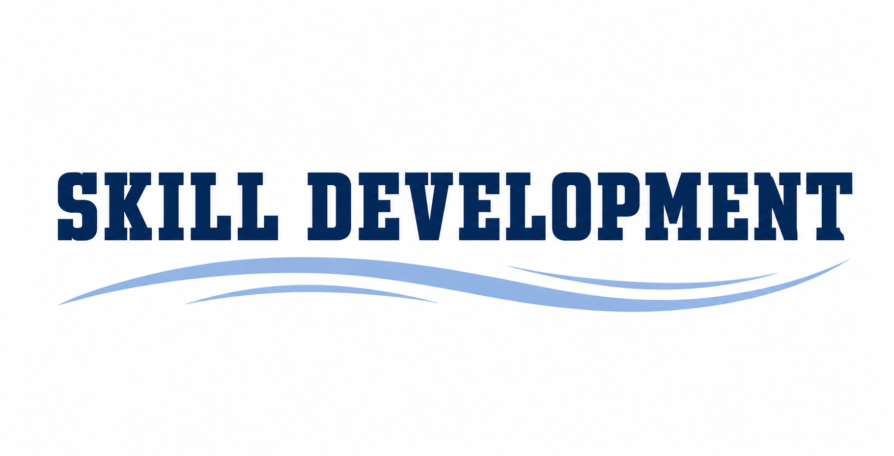 Skill Development logo with blue text and wavy blue lines underneath.