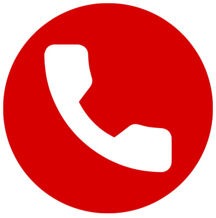 Red circle with a white phone receiver icon.