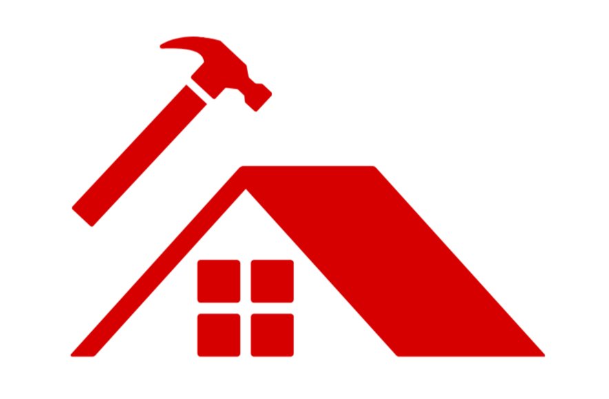 Icon of a house with a pickaxe over it, symbolizing demolition or construction.