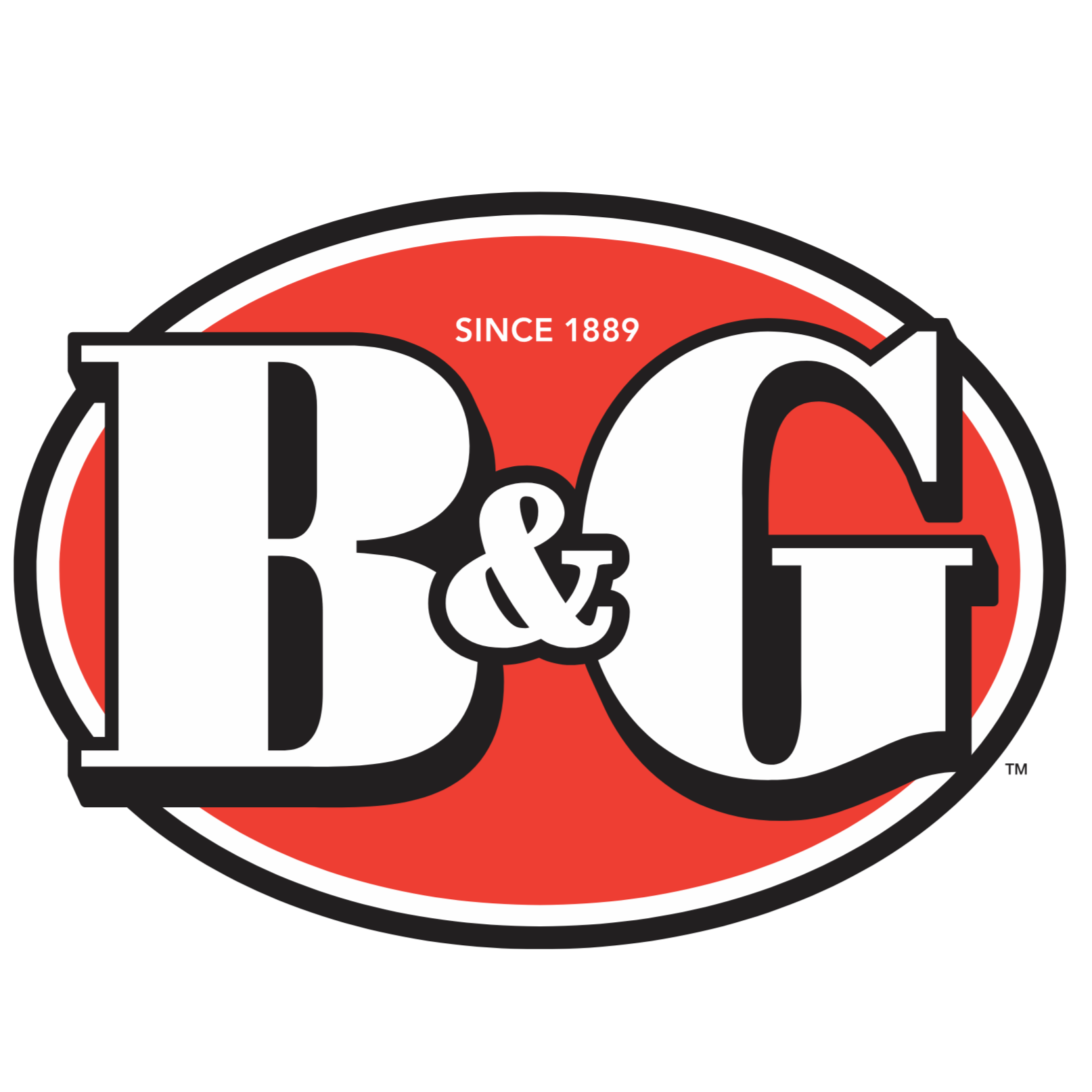 B & G logo with the text 'Since 1889' on a red background surrounded by black and white border