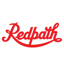 Red Bull logo with the word 'Redbull' in red cursive font and a black background