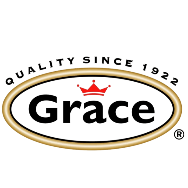 Neon sign with a circular border and a crown in the middle, featuring the word 'Grace' underneath.