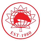 Logo featuring a red globe with a grid pattern surrounded by a starburst design, with the text 'EST-1980' below.
