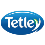 Tetley logo with blue oval background and green leaf accent