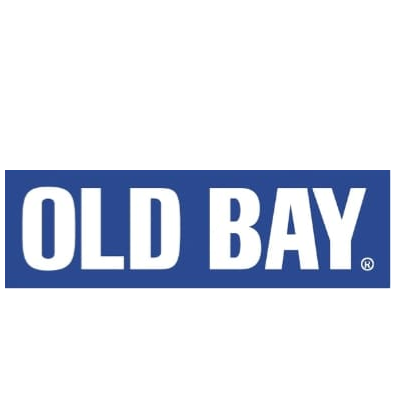 Old Bay logo with blue background and white text