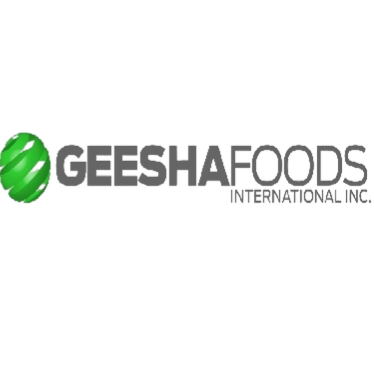 Geesha Foods logo with green globe and black text