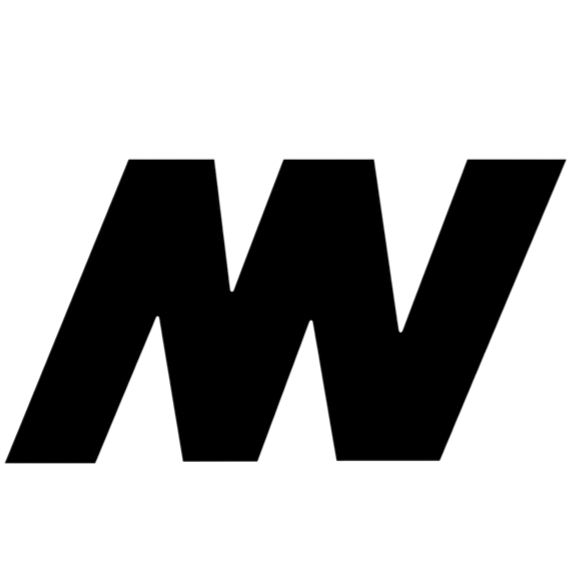 Black letter AW with a shadow outline on a white background.