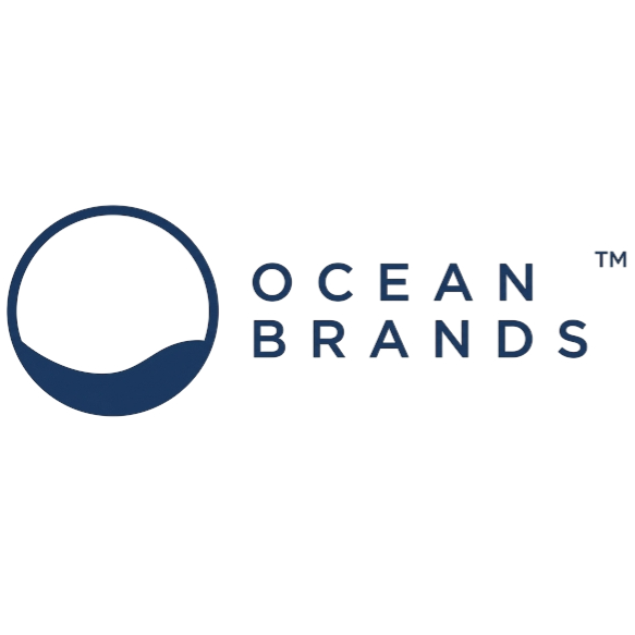 Logo for Ocean Brands featuring a stylized wave circle and the text 'OCEAN BRANDS' in blue.