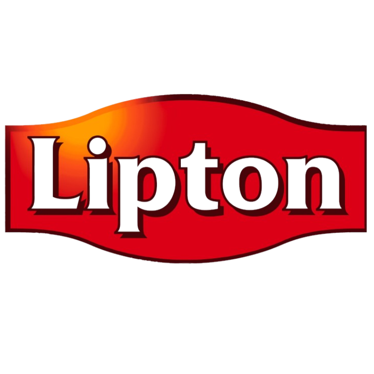 A logo for Lipton, featuring the brand name in bold letters with a red background.