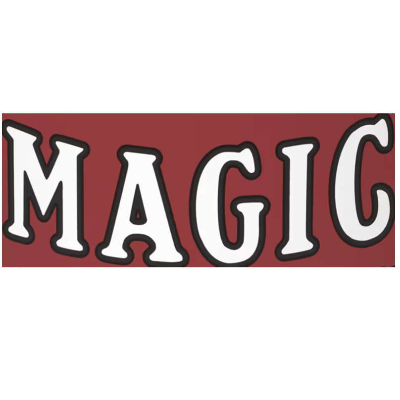 Close-up of a red sign with the word "MAGIC" written in large, stylized white letters with black outline.