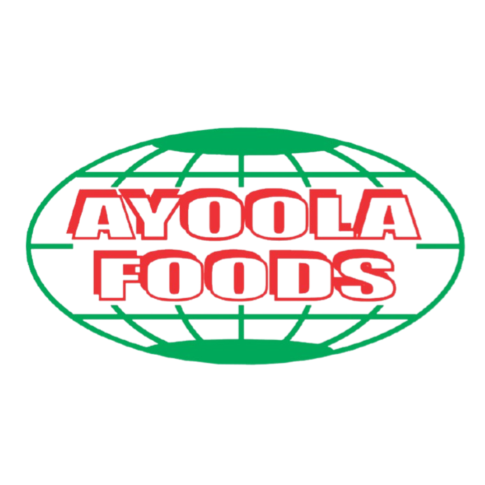 AYOLA FOODS logo featuring a green globe with red and white text.