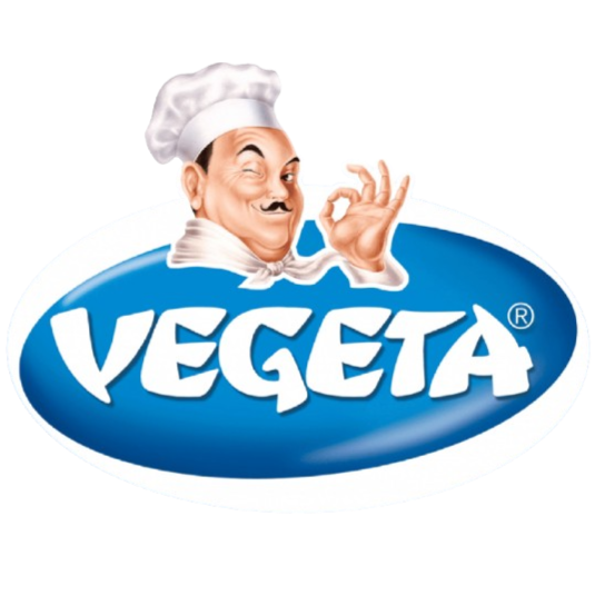 A logo featuring a smiling chef with a white hat and mustache making an 'okay' gesture, above the word 'Vegeta' in bold white letters on a blue oval background.