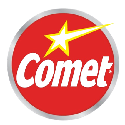 Red circular button with the word "connect" and a yellow star with a trail above it.
