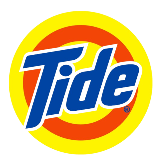 Tide logo with yellow and orange circular background and blue text