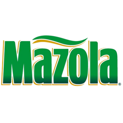 Mazola logo with green and yellow lettering and a green wave design.