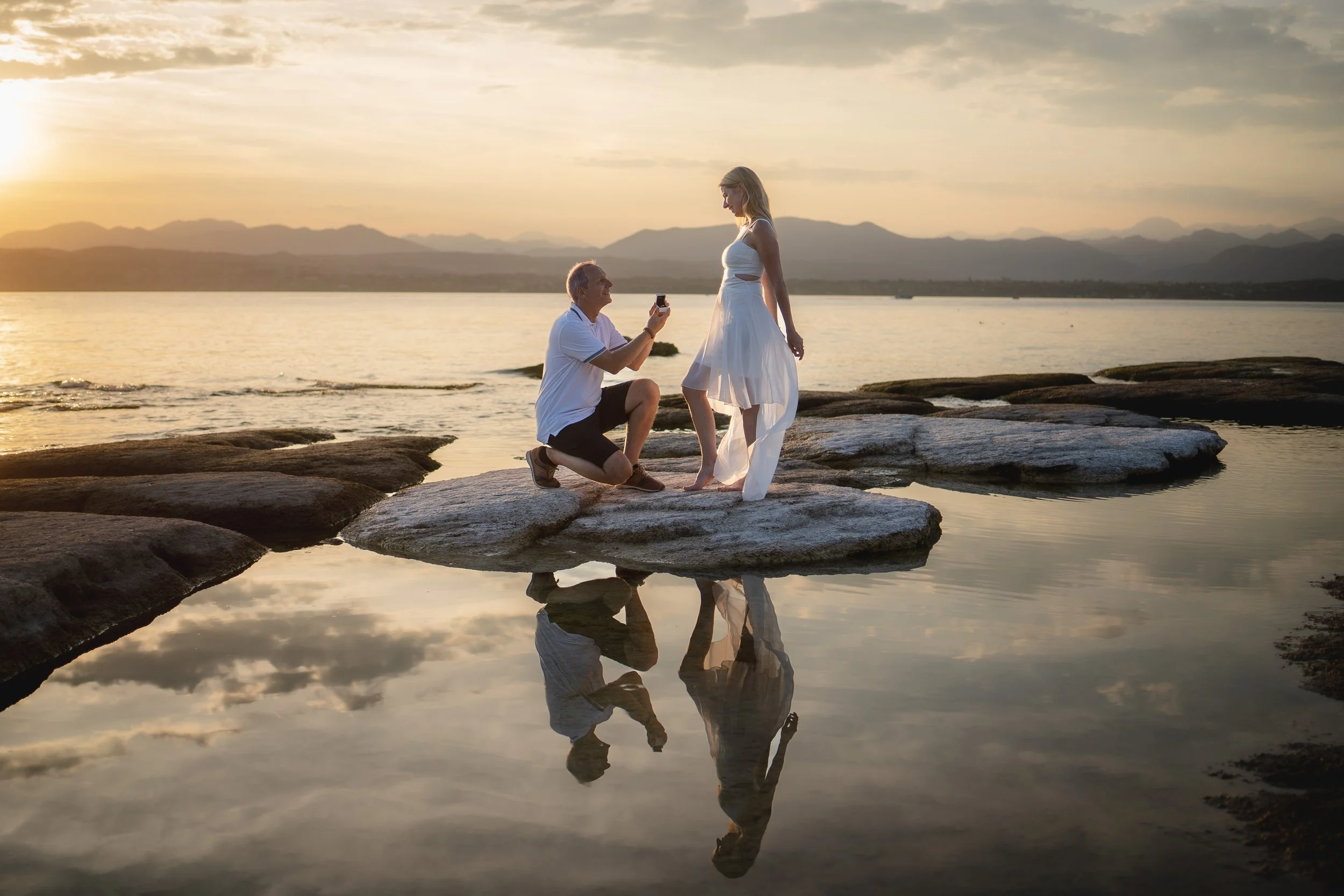 Shoreline proposal with a custom designed diamond ring by Amante Design Studio.