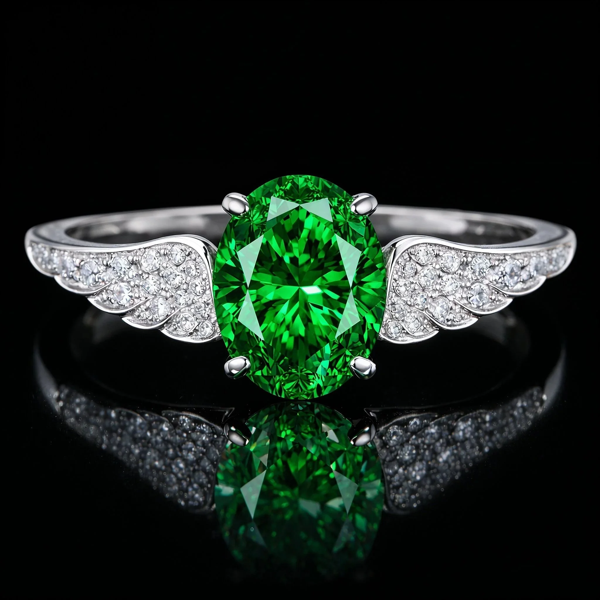 Custom design Tsavorite diamond engagement ring designed by Amante Design Studio.white gold engagement ring