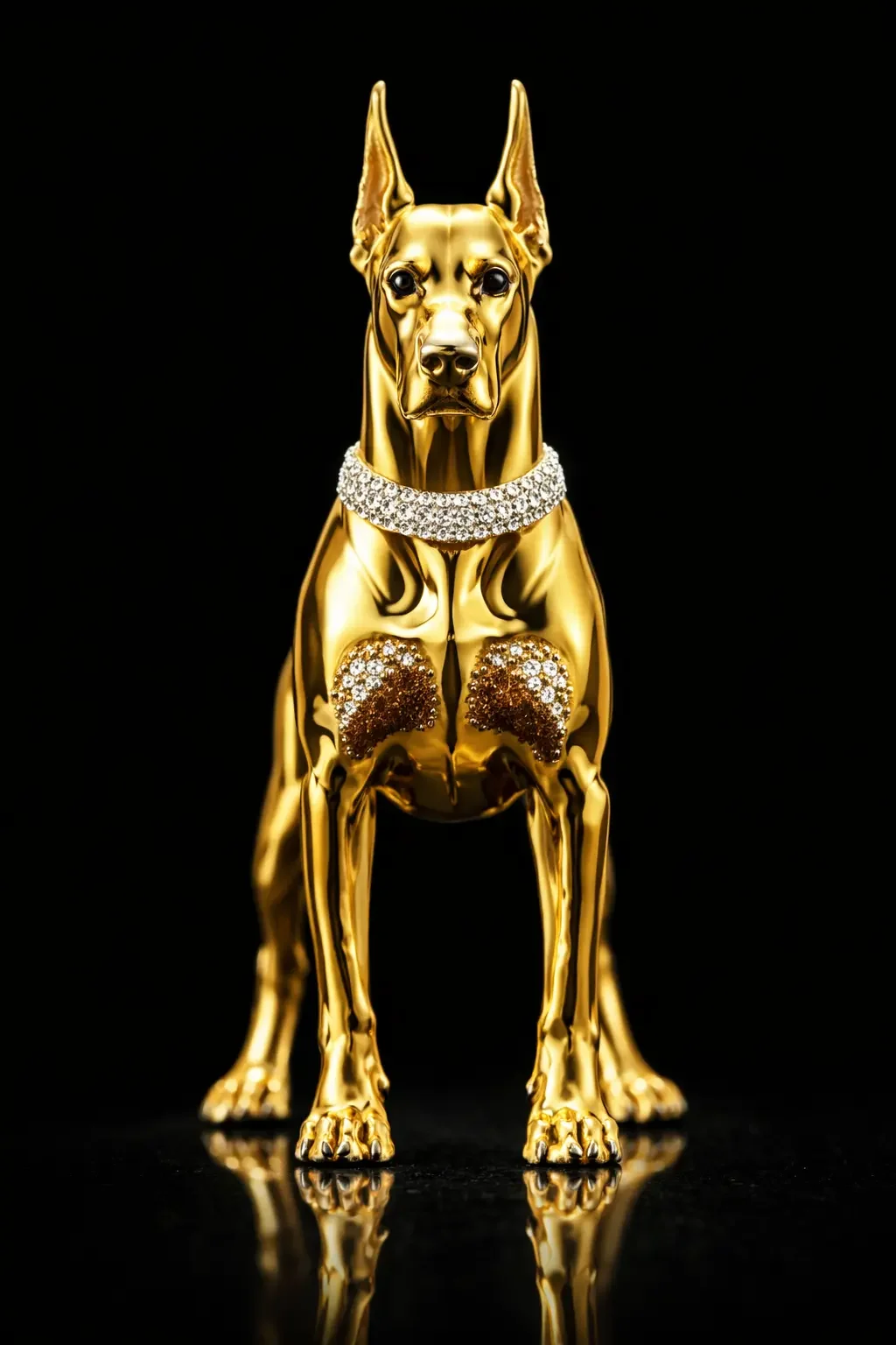 Custom 18k and diamond doberman brooch by Amante Design Studio.
