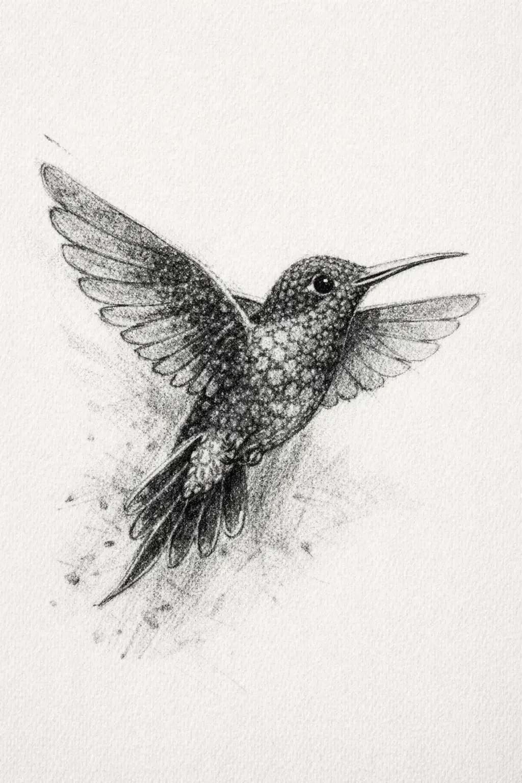 Amante sketch of humming bird in flight