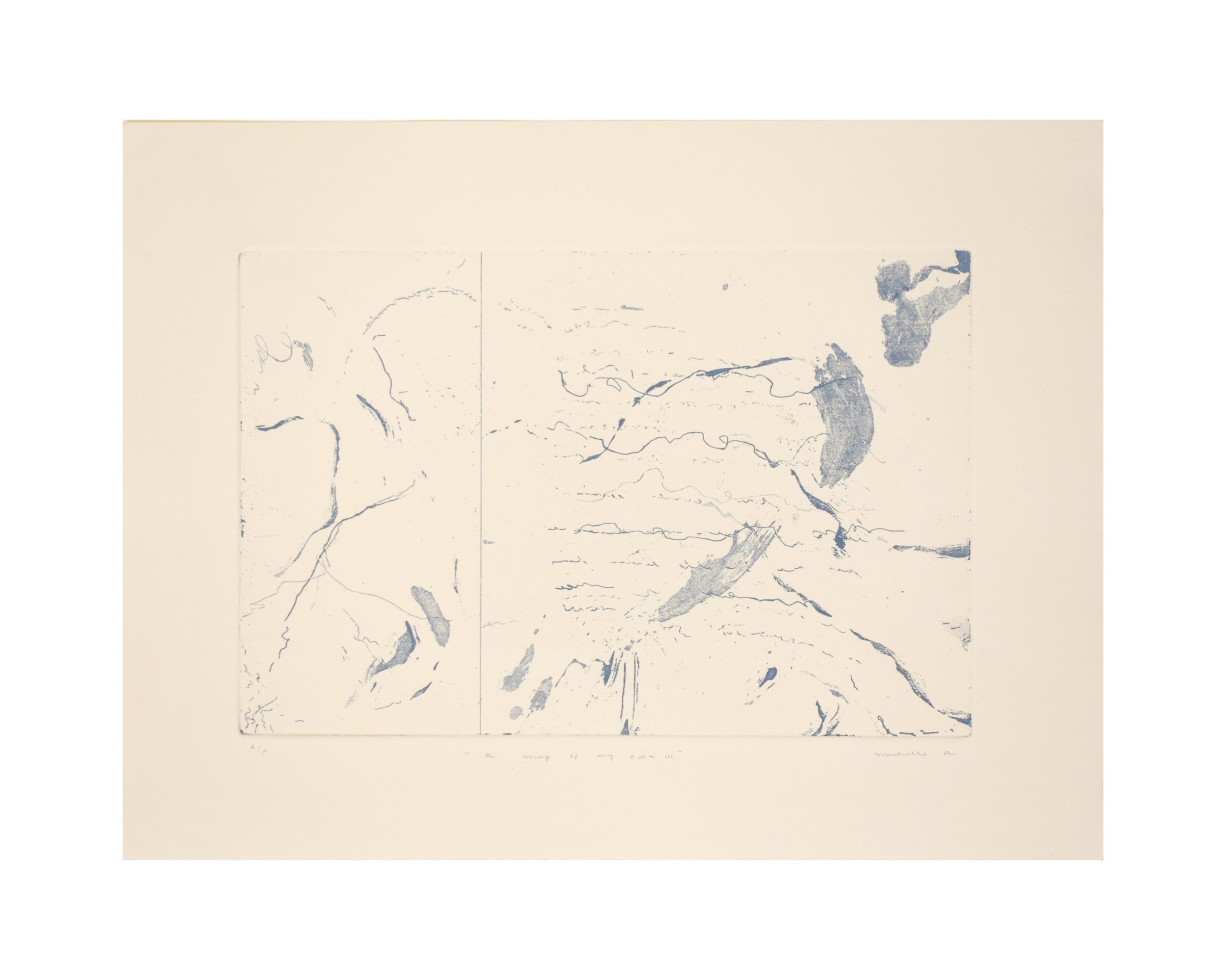 A map of my own, 2025. Etching with aquatint on Rives BFK 12” × 16”