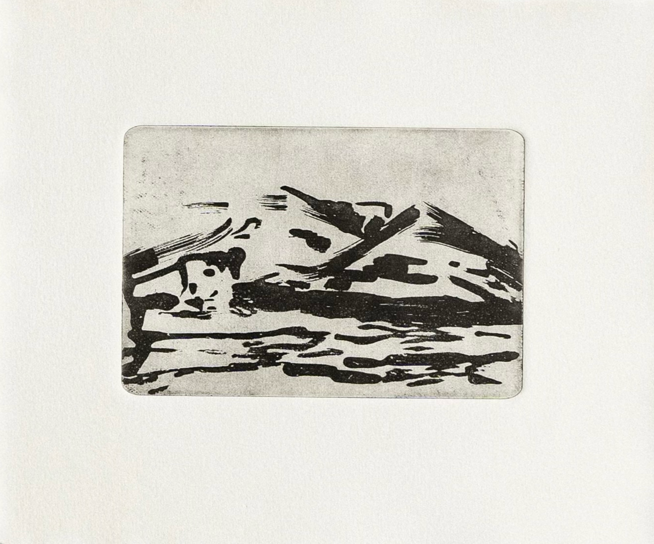 Mountains, 2022. Aquatint on Liberon 200 g, 24.5 x 20 cm, Edition of 3, 1/3