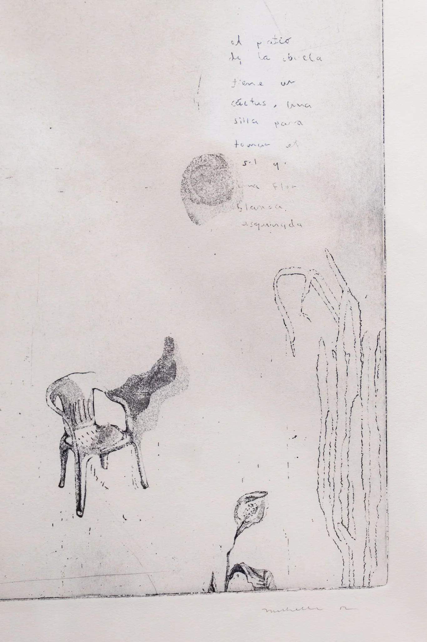 Adentro hay otra flor, no recuerdo su nombre, 2024. Aquatint etching on BFK Rives 250 g, 15” x 15"