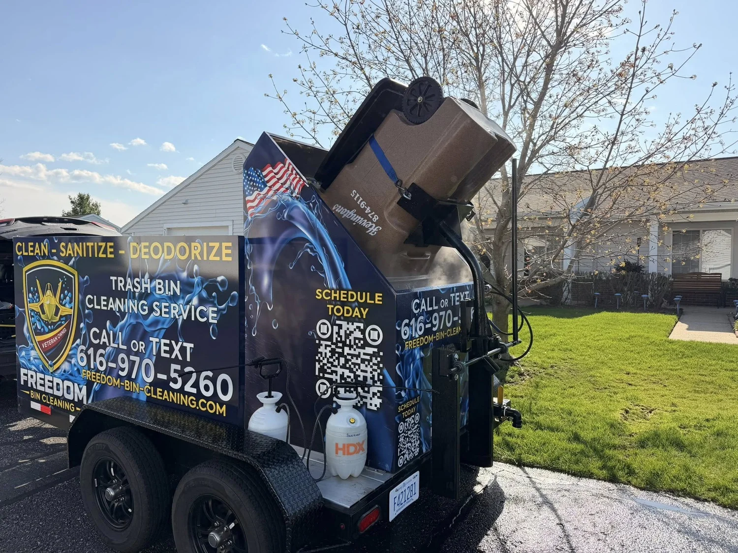 Freedom Bin Cleaning professional trash bin cleaning trailer
