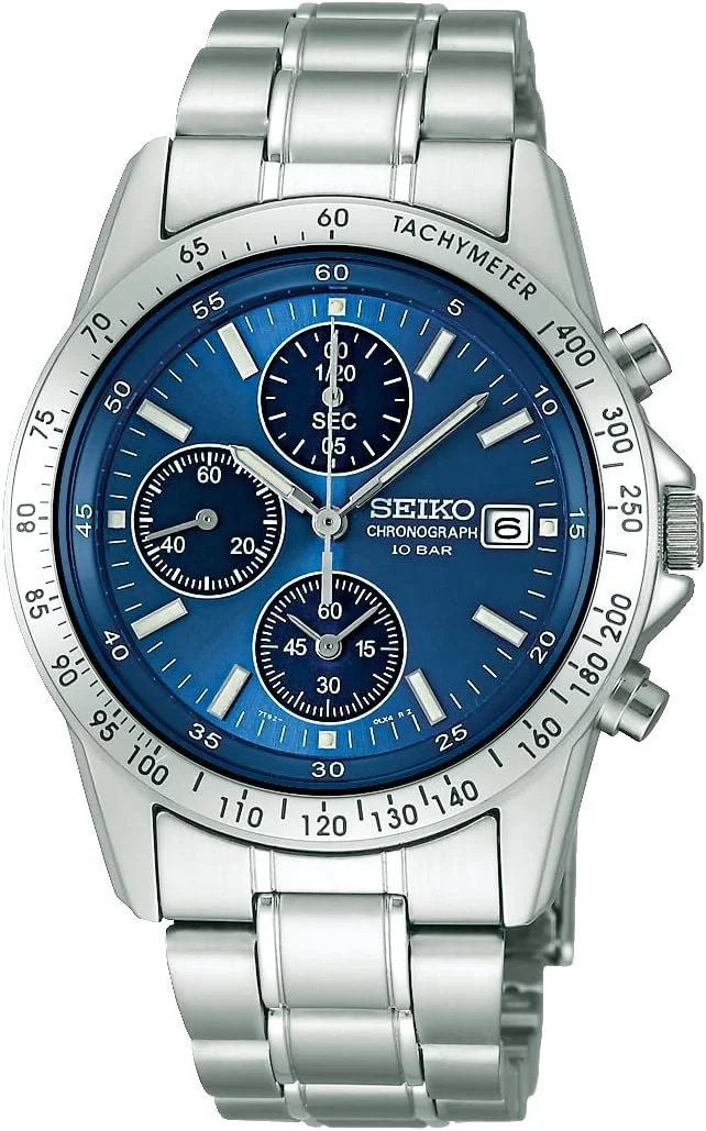 [Seiko Watch] Wristwatch Seiko Selection Men's Quartz Chronograph Watch, silver/blue, 1 piece, Bracelet Type