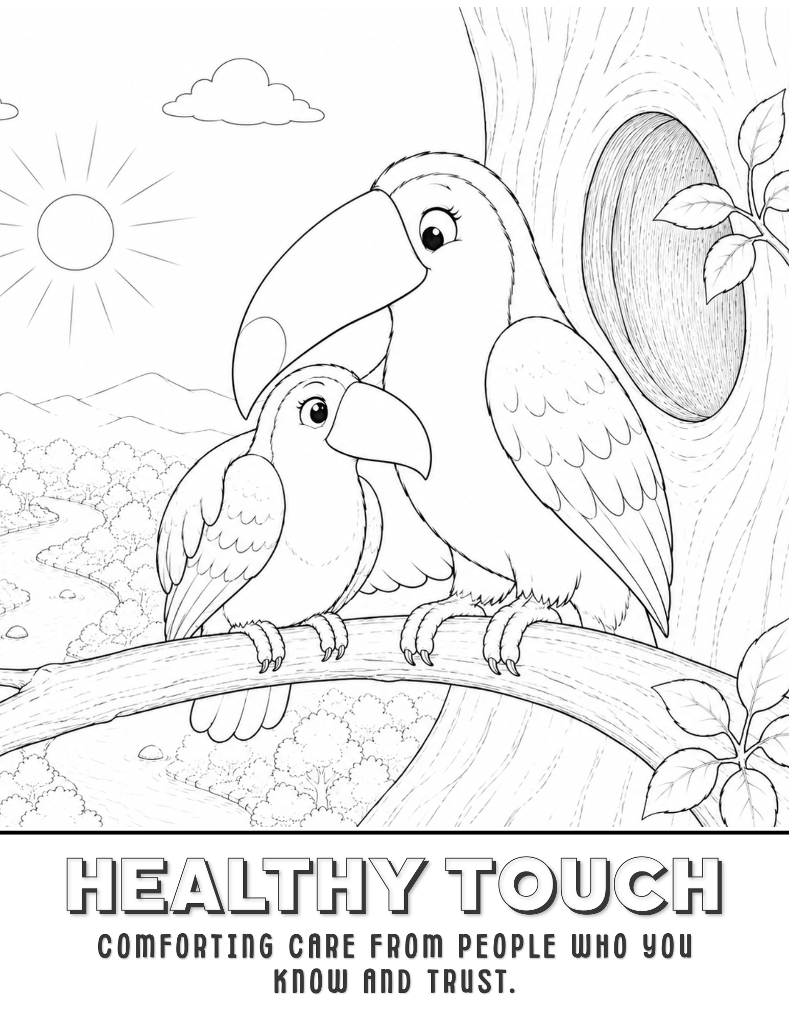 Ellie and the High Hollow Coloring Page | Free Printable Coloring Activity on Healthy Touch
