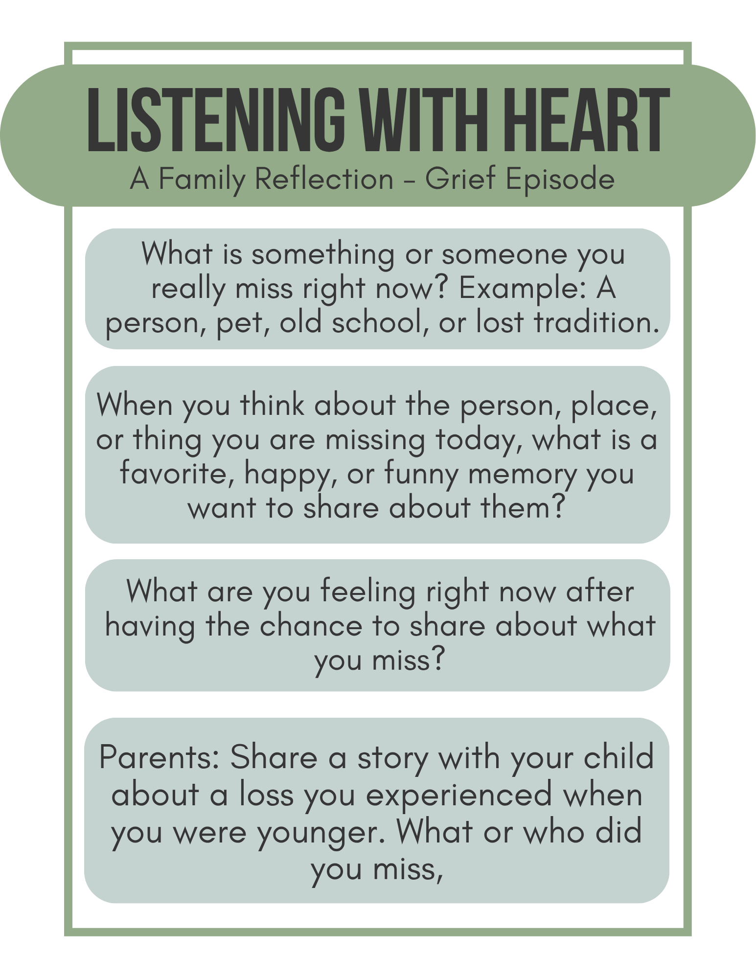 Grief Family Reflection Guide
