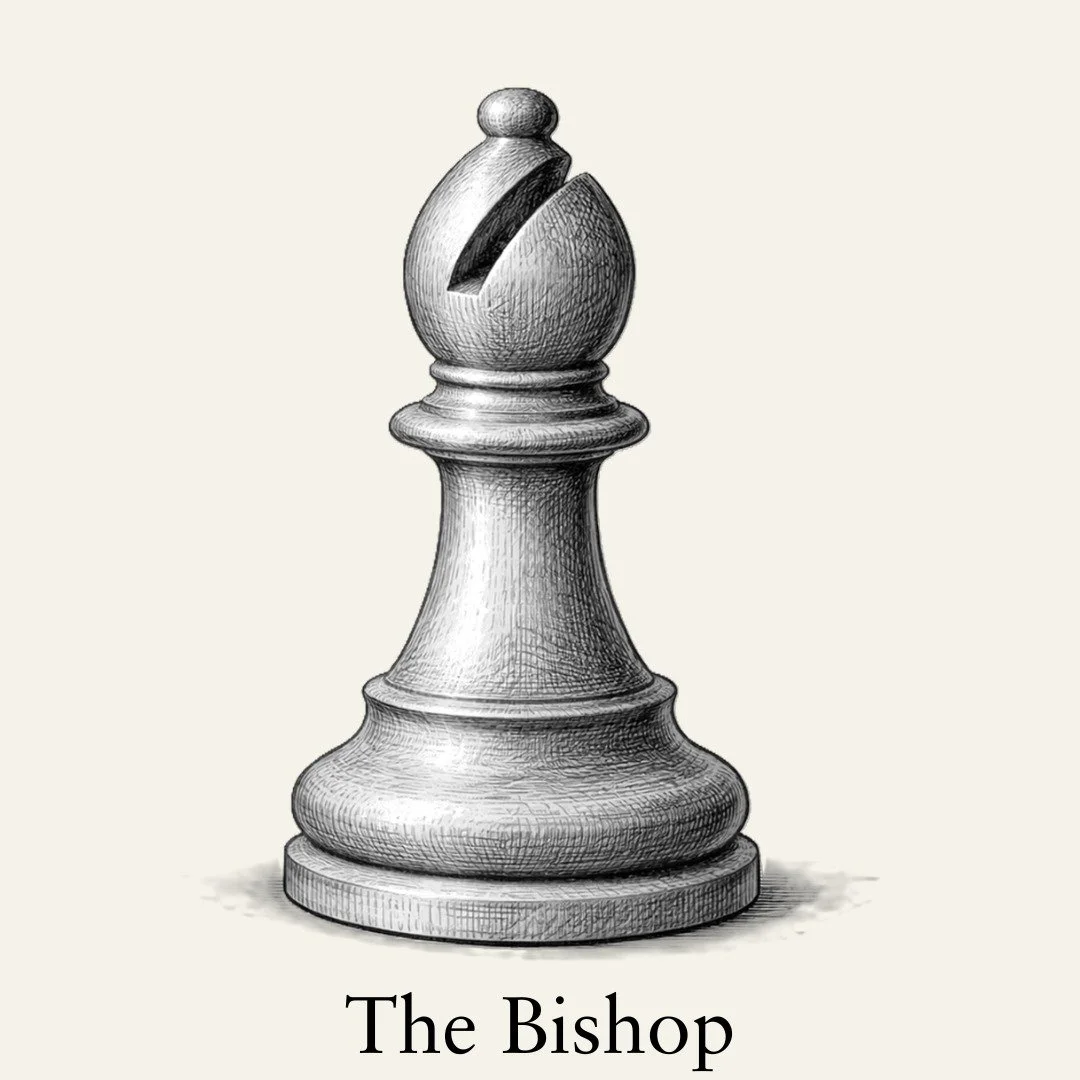 The Bishop.

It advances on the diagonal.

Always on the same color squares.

#CorrespondenceChess
#ChessByPost
#ChessDesign
#PlayTheLongGame
#TheBishop