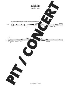 Sheet music for Eighths music exercise with large "PIT CONCERT" watermark across the page.