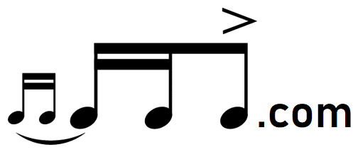 Musical notes forming the drum rudiment called Lesson 25, with the text '.com' next to it.