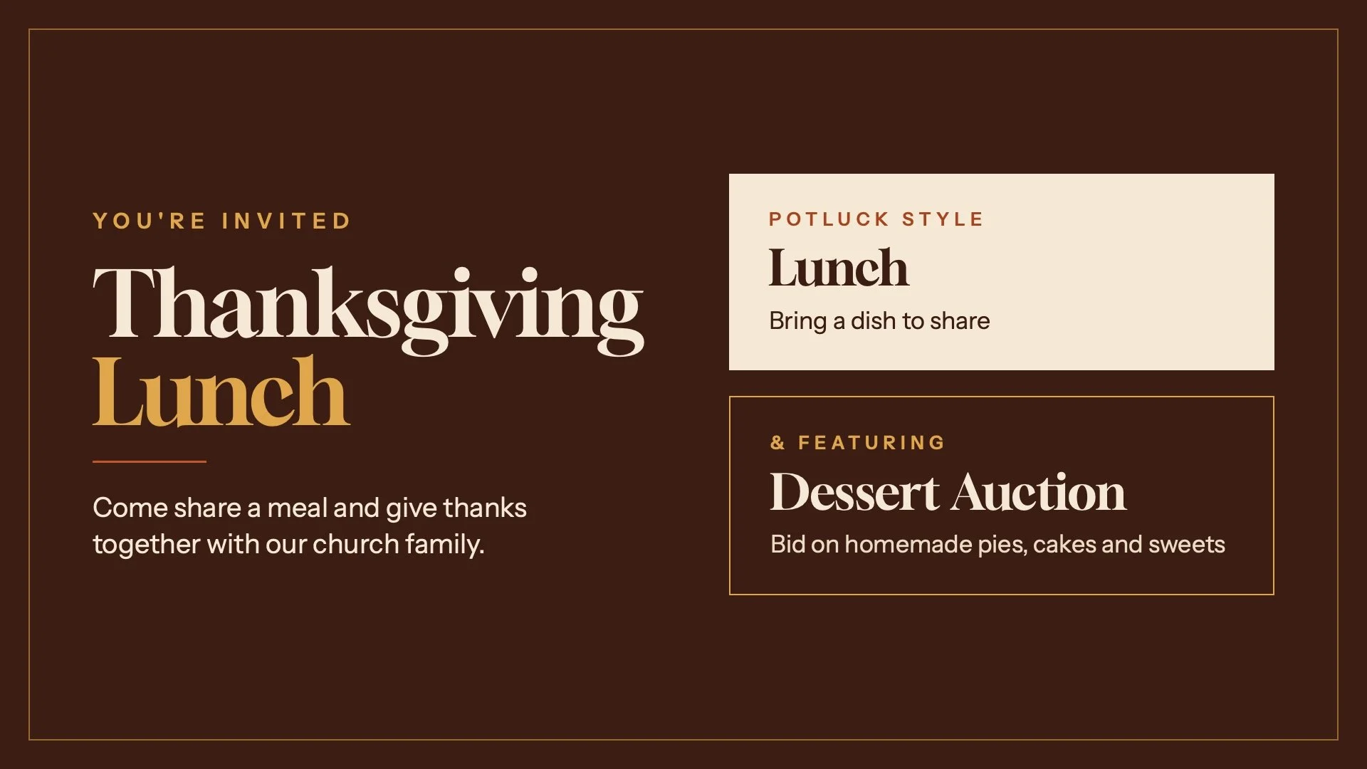 Thanksgiving Lunch &amp; Dessert Auction