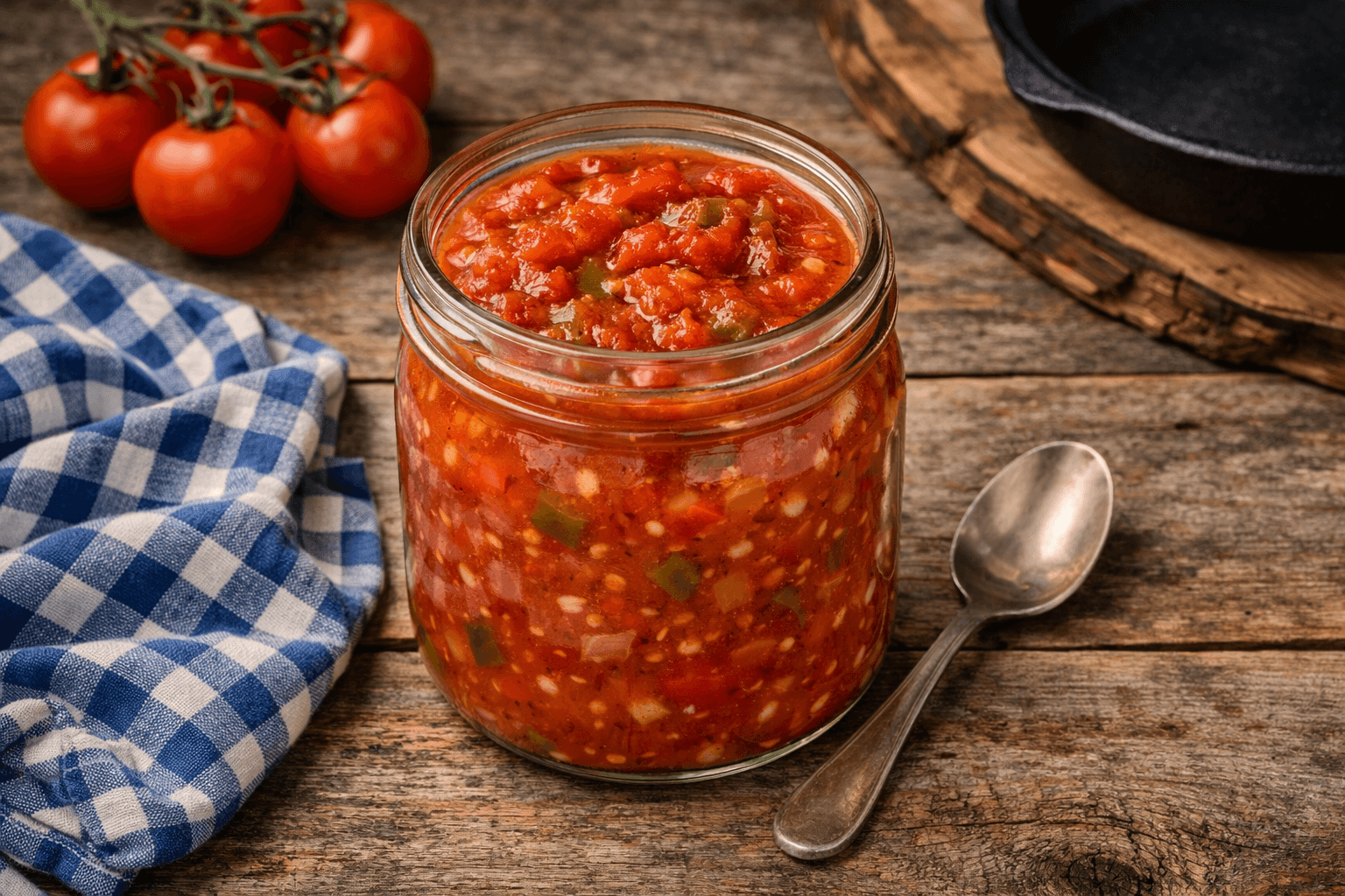 Homemade sweet chili sauce in a mason jar, ready for the shelf