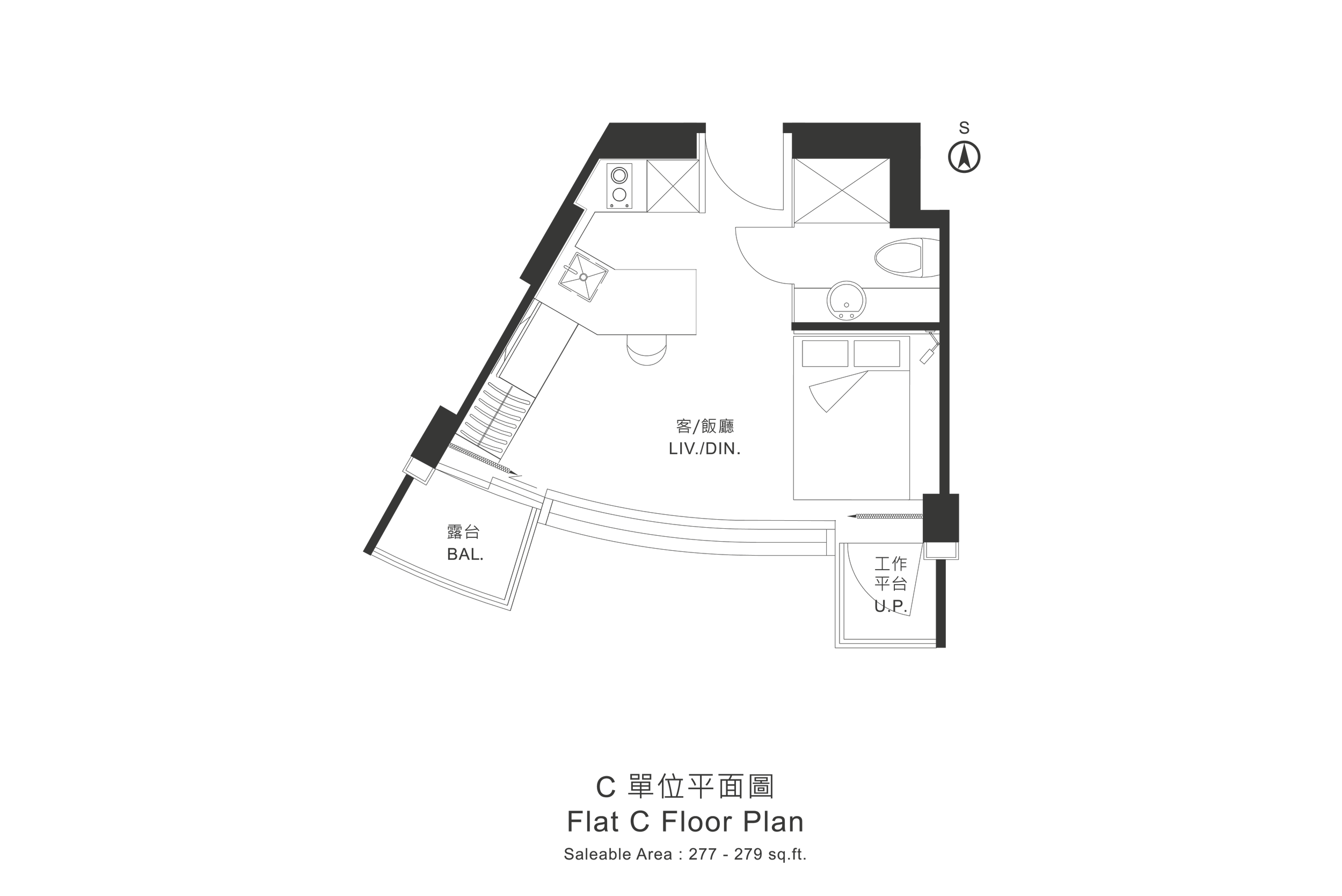 DHome Studio Unit C Floor Plan