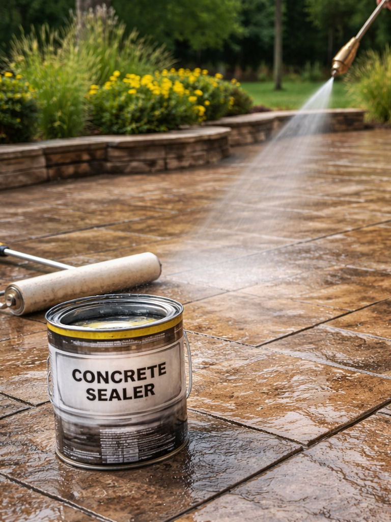 tamped concrete patio restoration and sealing