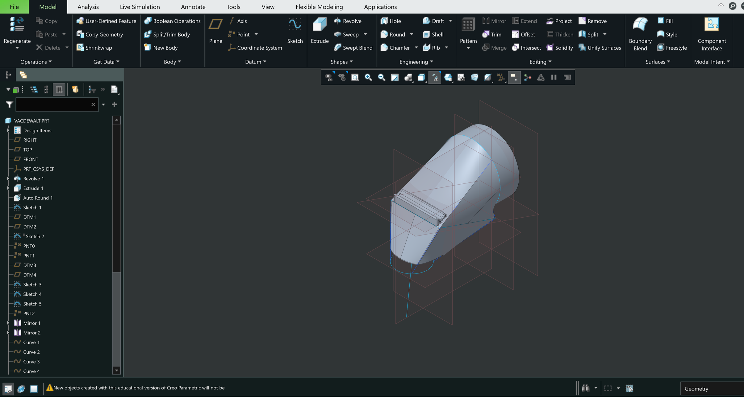 Screenshot of CAD software interface showing a 3D model of a mechanical component, with various design tools and options visible on the screen.