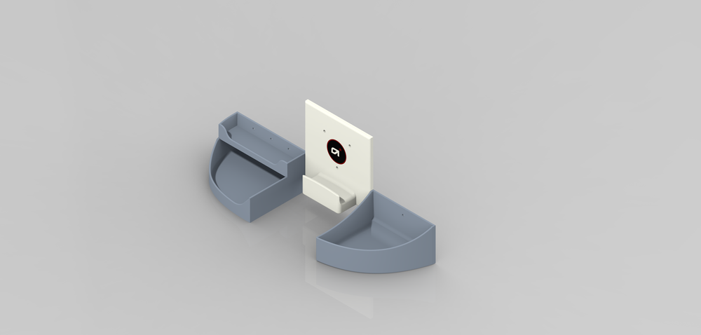 Wall-mountable backpack hanger and catchall tray, 3D printed
