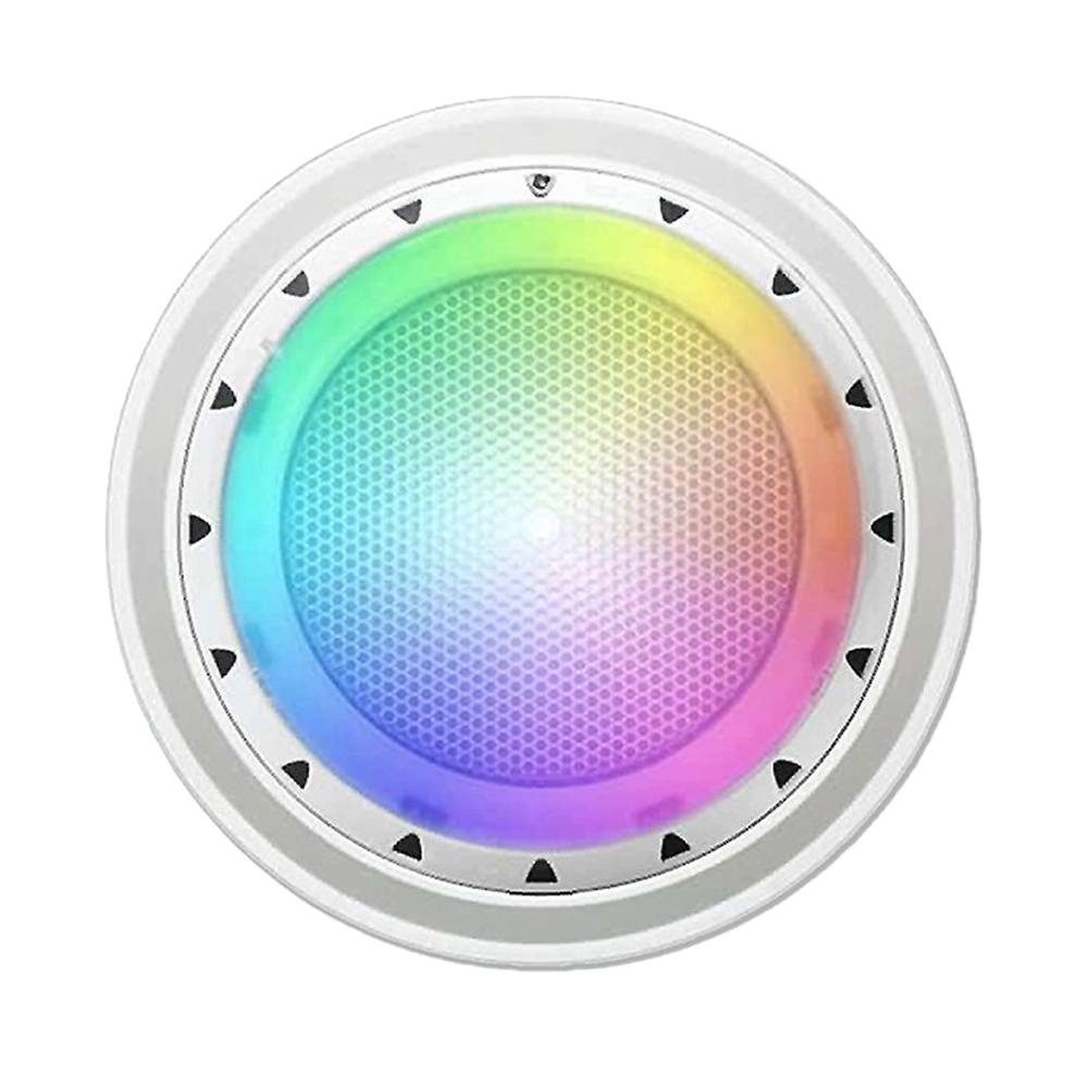 A circular LED light with a rainbow pattern colors display.