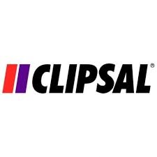 Clipsal logo with red and purple stripes