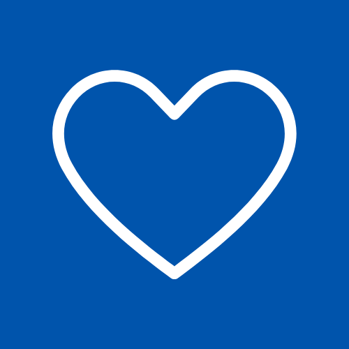 White heart outline on a blue background